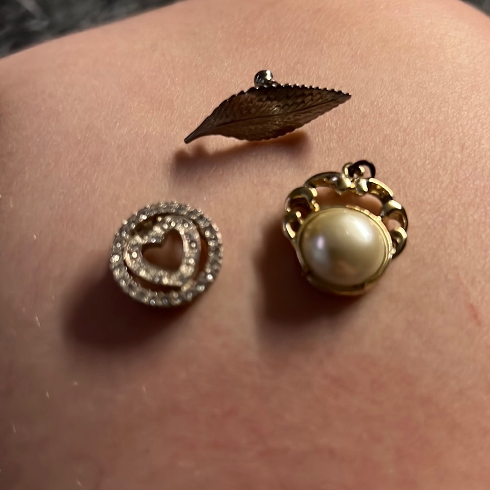 2 charms for necklaces and one leaf pin